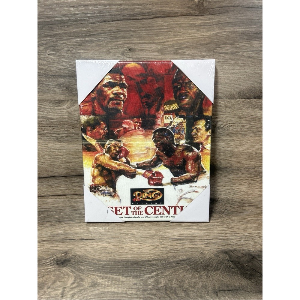 Vtg 10x8 Canvas Painting The‎ Ring Gallery Upset of the Century Tyson vs Douglas